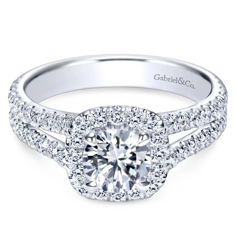 Gabriel Bridal Collection White Gold Halo Engagement Ring (0.78 Ctw) 3 Gabriel Bridal Collection White Gold Halo Engagement Ring (0.78 Ctw)