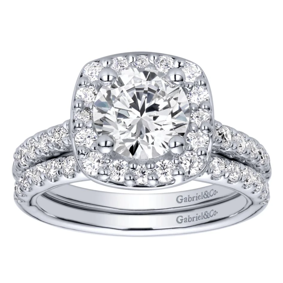 Gabriel Bridal Collection White Gold Halo Engagement Ring (0.67 Ctw) 6 Gabriel Bridal Collection White Gold Halo Engagement Ring (0.67 Ctw) - Image 4