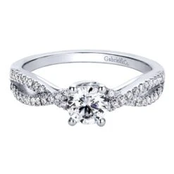 Gabriel Bridal Collection White Gold Criss Cross Engagement Ring (0.18 Ctw)