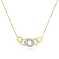 Gabriel & Co. Hampton White Gold|Yellow Gold Necklace (0.21 CTW)