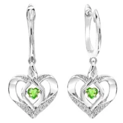 Silver Diamond & Created Peridot Earring