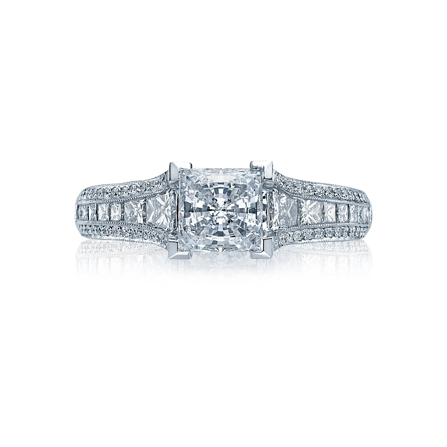 Tacori 18k White Gold Classic Crescent Princess Diamond Engagement Ring Setting (1.38 CTW) 3 Tacori 18k White Gold Classic Crescent Princess Diamond Engagement Ring Setting (1.38 CTW)