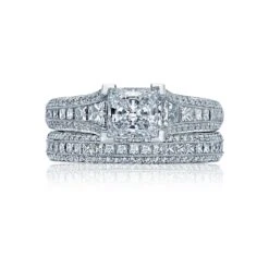 Tacori 18k White Gold Classic Crescent Princess Diamond Engagement Ring Setting (1.38 CTW) 7 Tacori 18k White Gold Classic Crescent Princess Diamond Engagement Ring Setting (1.38 CTW) -DIAMOND JEWELRY SHOP ht2513pr712x 30