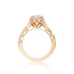 Tacori 18k Rose Gold Reverse Crescent Round Diamond Engagement Ring Setting (0.8 CTW)