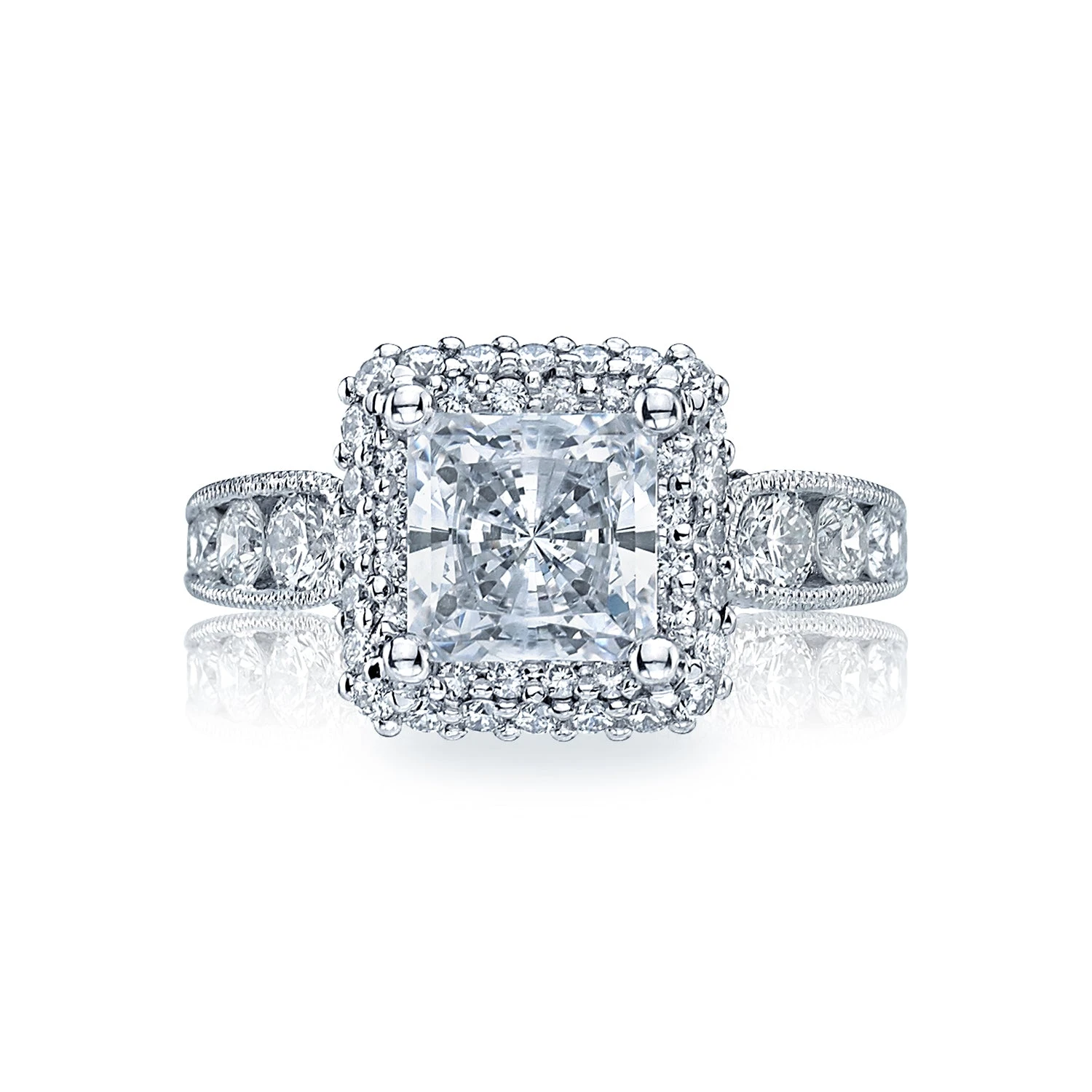 Tacori 18k White Gold Blooming Beauties White Gold Princess Diamond Engagement Ring Setting (1.17 CTW) 3 Tacori 18k White Gold Blooming Beauties White Gold Princess Diamond Engagement Ring Setting (1.17 CTW)