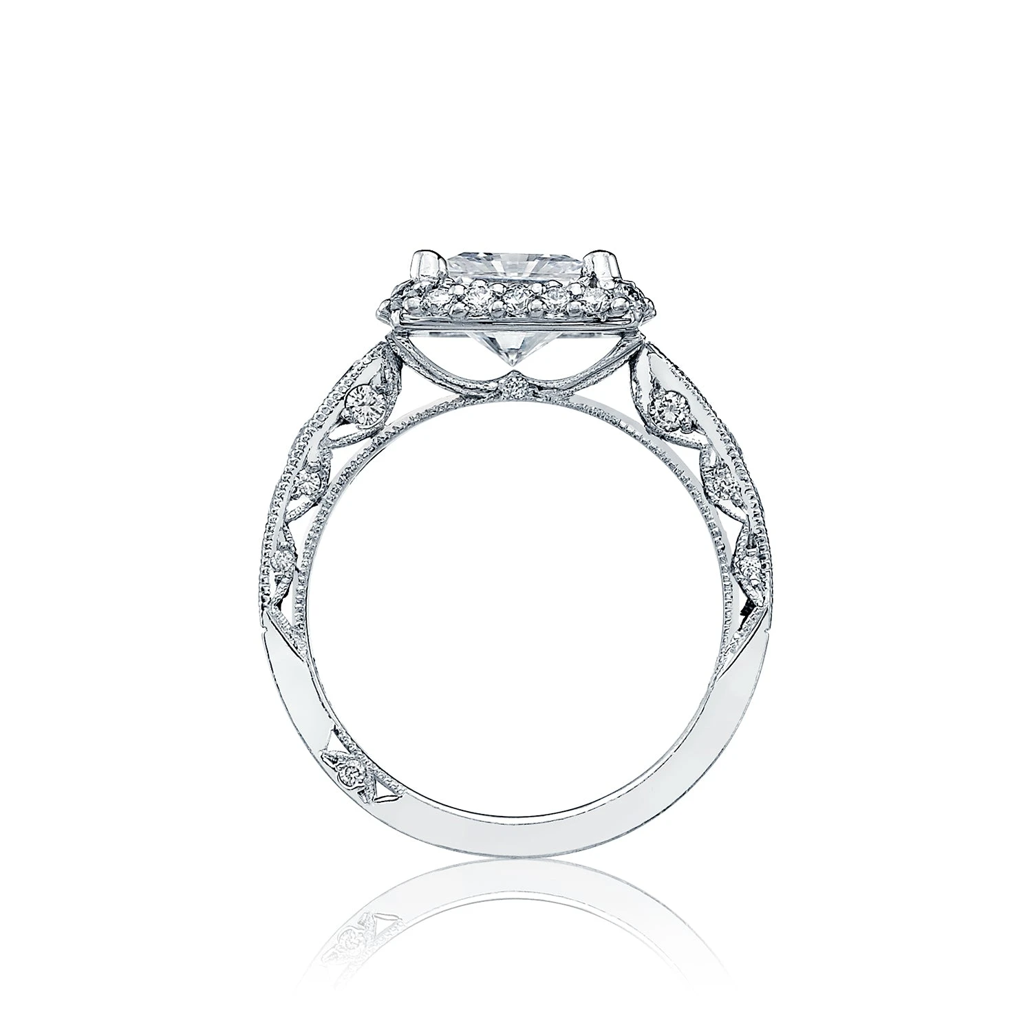 Tacori 18k White Gold Blooming Beauties White Gold Princess Diamond Engagement Ring Setting (1.17 CTW) 4 Tacori 18k White Gold Blooming Beauties White Gold Princess Diamond Engagement Ring Setting (1.17 CTW) - Image 2