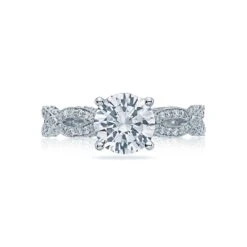 Tacori 18k White Gold Ribbon Round Diamond Engagement Ring Setting (0.36 CTW)