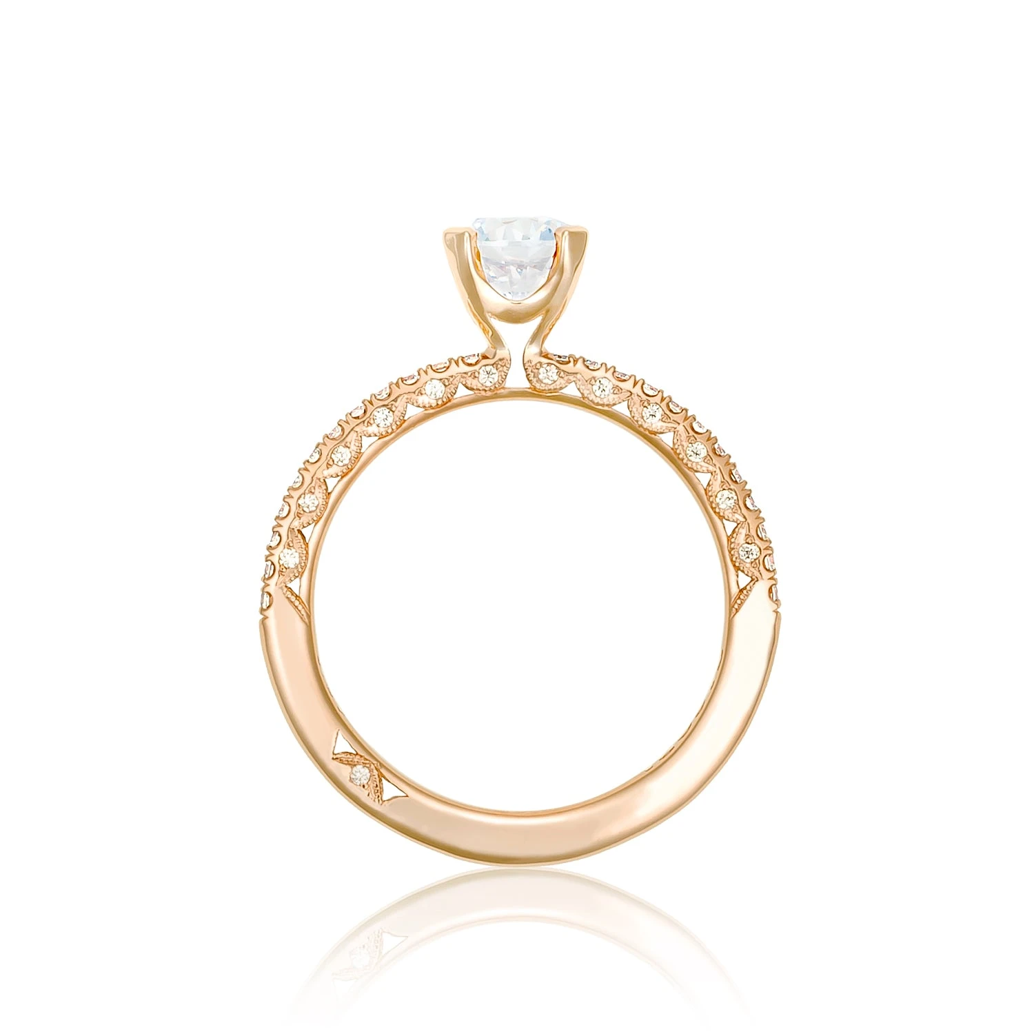 Tacori 18k Rose Gold Petite Crescent Round Diamond Engagement Ring Setting (0.23 CTW) 3 Tacori 18k Rose Gold Petite Crescent Round Diamond Engagement Ring Setting (0.23 CTW)