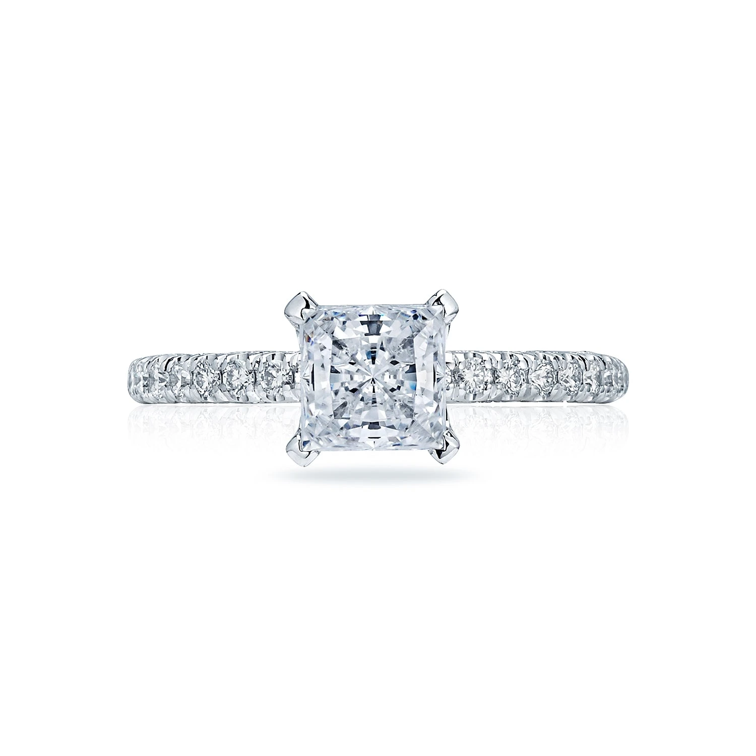 Tacori 18k White Gold Petite Crescent Princess Diamond Engagement Ring Setting (0.34 CTW) 3 Tacori 18k White Gold Petite Crescent Princess Diamond Engagement Ring Setting (0.34 CTW)