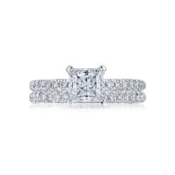 Tacori 18k White Gold Petite Crescent Princess Diamond Engagement Ring Setting (0.34 CTW) 7 Tacori 18k White Gold Petite Crescent Princess Diamond Engagement Ring Setting (0.34 CTW) -DIAMOND JEWELRY SHOP ht2545pr6 30