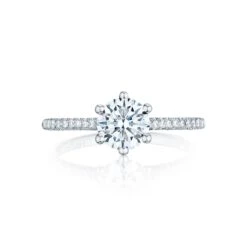 Tacori 18k White Gold Petite Crescent Round Diamond Engagement Ring Setting (0.25 CTW)