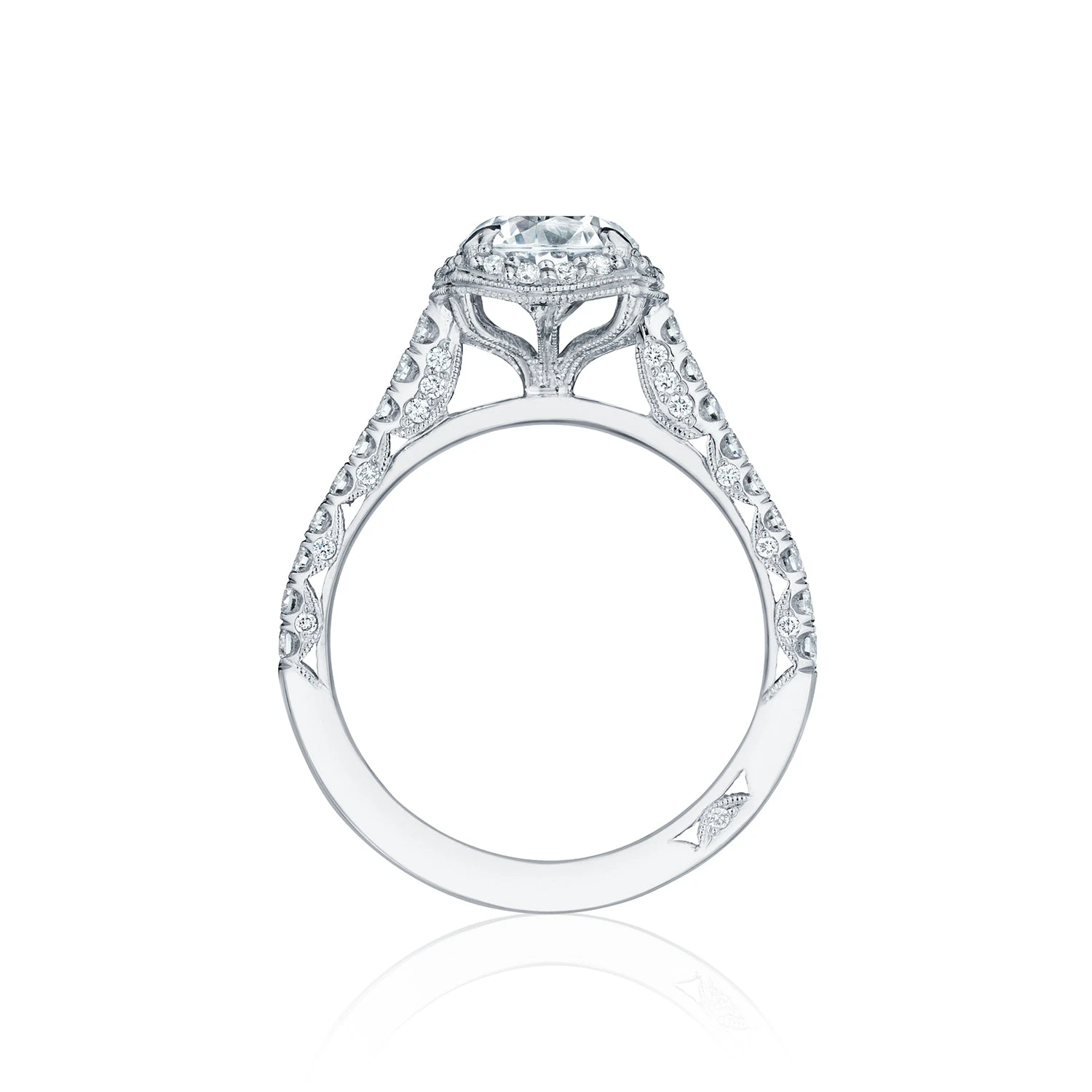 Tacori 18k White Gold Petite Crescent Round Diamond Engagement Ring Setting (0.55 CTW) 4 Tacori 18k White Gold Petite Crescent Round Diamond Engagement Ring Setting (0.55 CTW) - Image 2