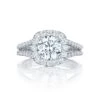 Tacori 18k White Gold Petite Crescent Round Diamond Engagement Ring Setting (0.86 CTW)