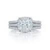 Tacori 18k White Gold Petite Crescent Princess Diamond Engagement Ring Setting (0.78 CTW)