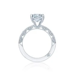 Tacori 18k White Gold Classic Crescent Princess Diamond Engagement Ring Setting (0.41 CTW) 12 Tacori 18k White Gold Classic Crescent Princess Diamond Engagement Ring Setting (0.41 CTW) -DIAMOND JEWELRY SHOP ht2553pr7 20 1