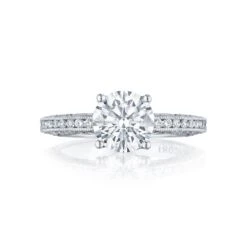 Tacori 18k White Gold Classic Crescent Round Diamond Engagement Ring Setting (0.41 CTW)