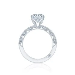 Tacori 18k White Gold Classic Crescent Round Diamond Engagement Ring Setting (0.41 CTW) -DIAMOND JEWELRY SHOP ht2553rd8 20 1