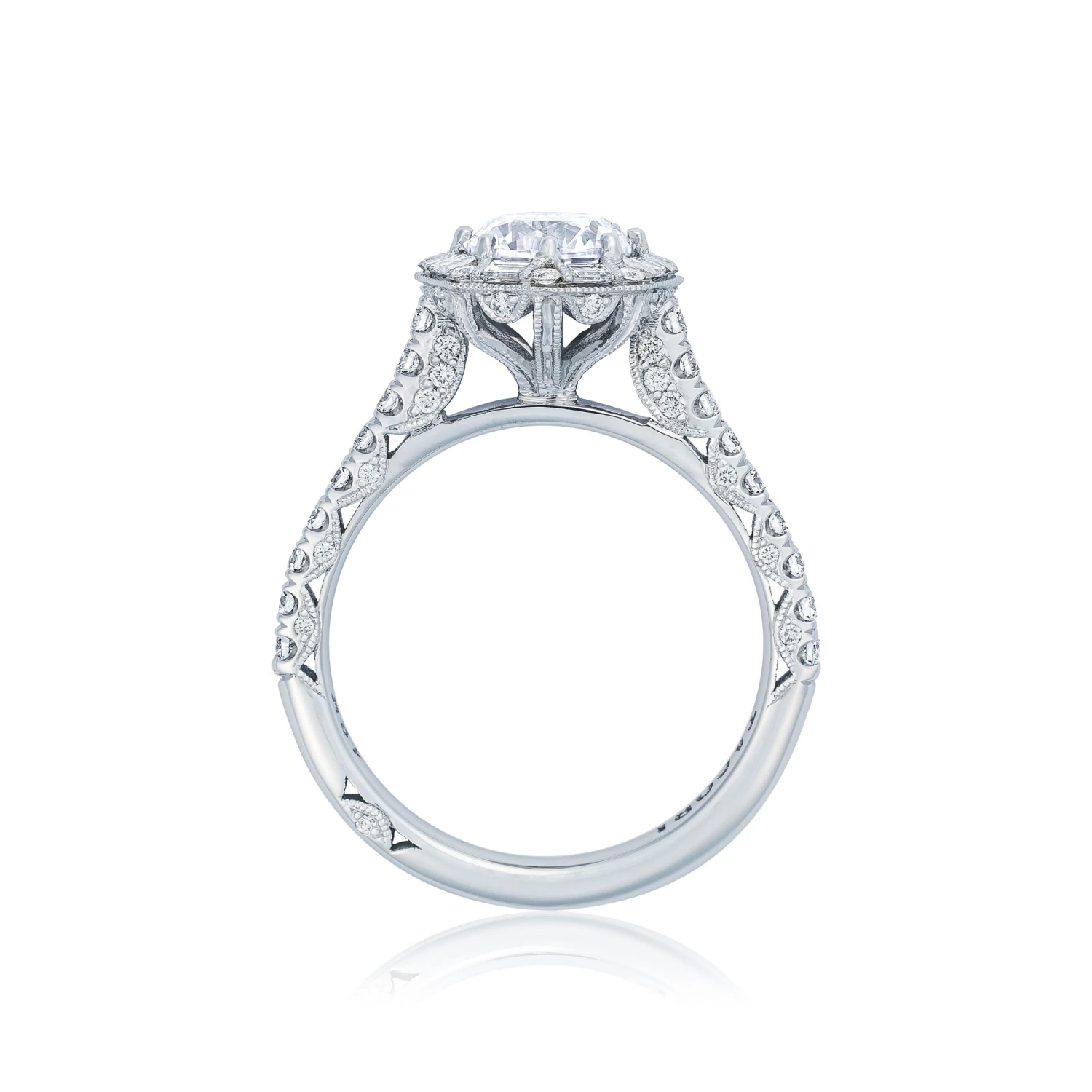 Tacori 18k White Gold Petite Crescent Round Diamond Engagement Ring Setting (0.71 CTW) 4 Tacori 18k White Gold Petite Crescent Round Diamond Engagement Ring Setting (0.71 CTW) - Image 2