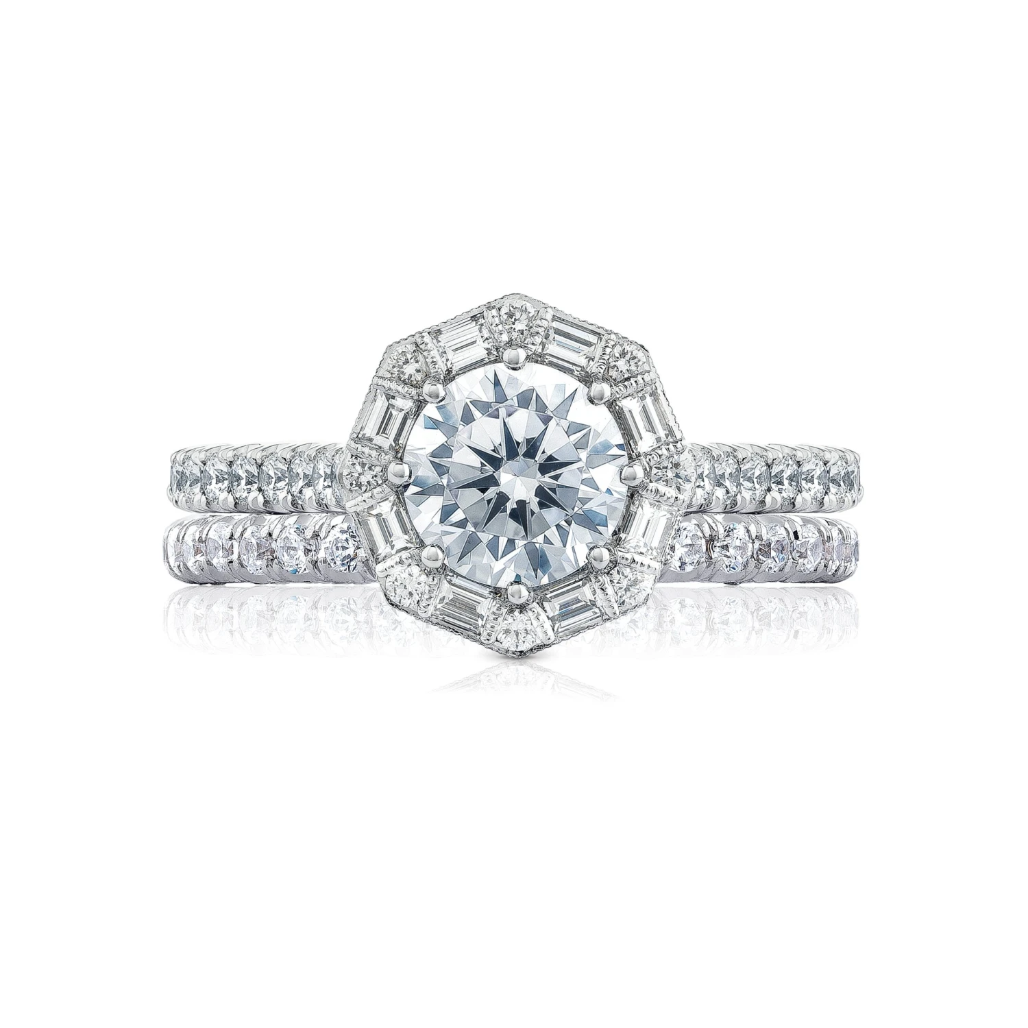 Tacori 18k White Gold Petite Crescent Round Diamond Engagement Ring Setting (0.71 CTW) 5 Tacori 18k White Gold Petite Crescent Round Diamond Engagement Ring Setting (0.71 CTW) - Image 3