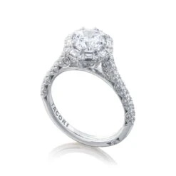 Tacori 18k White Gold Petite Crescent Round Diamond Engagement Ring Setting (0.71 CTW) 9 Tacori 18k White Gold Petite Crescent Round Diamond Engagement Ring Setting (0.71 CTW) -DIAMOND JEWELRY SHOP ht2556rd65 50