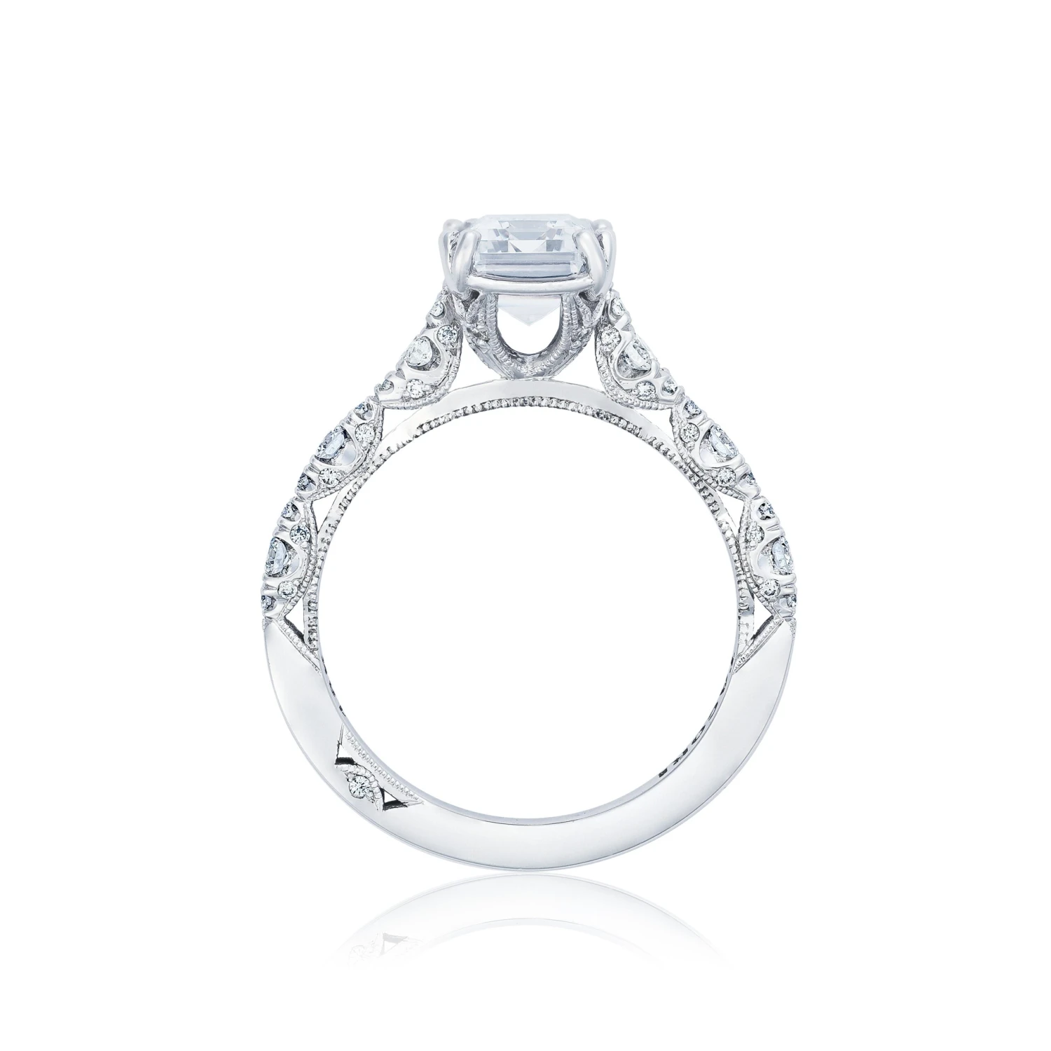 Tacori 18k White Gold Petite Crescent Engagement Ring Setting (0.39 CTW) 4 Tacori 18k White Gold Petite Crescent Engagement Ring Setting (0.39 CTW) - Image 2
