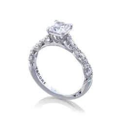 Tacori 18k White Gold Petite Crescent Princess Diamond Engagement Ring Setting (0.39 CTW) 9 Tacori 18k White Gold Petite Crescent Princess Diamond Engagement Ring Setting (0.39 CTW) -DIAMOND JEWELRY SHOP ht2558pr55 50