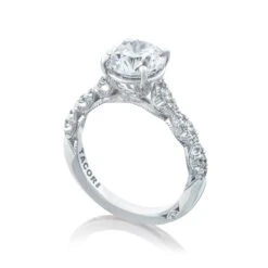 Tacori 18k White Gold Petite Crescent Round Diamond Engagement Ring Setting (0.39 CTW) 9 Tacori 18k White Gold Petite Crescent Round Diamond Engagement Ring Setting (0.39 CTW) -DIAMOND JEWELRY SHOP ht2558rd8 50