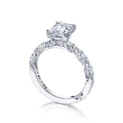 Tacori 18k White Gold Petite Crescent Engagement Ring Setting (0.35 CTW) -DIAMOND JEWELRY SHOP ht2559ec8x6 50