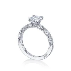 Tacori 18k White Gold Petite Crescent Princess Diamond Engagement Ring Setting (0.35 CTW) 7 Tacori 18k White Gold Petite Crescent Princess Diamond Engagement Ring Setting (0.35 CTW) -DIAMOND JEWELRY SHOP ht2559pr6 50