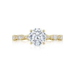 Tacori 18k Yellow Gold Petite Crescent Round Diamond Engagement Ring Setting (0.35 CTW)