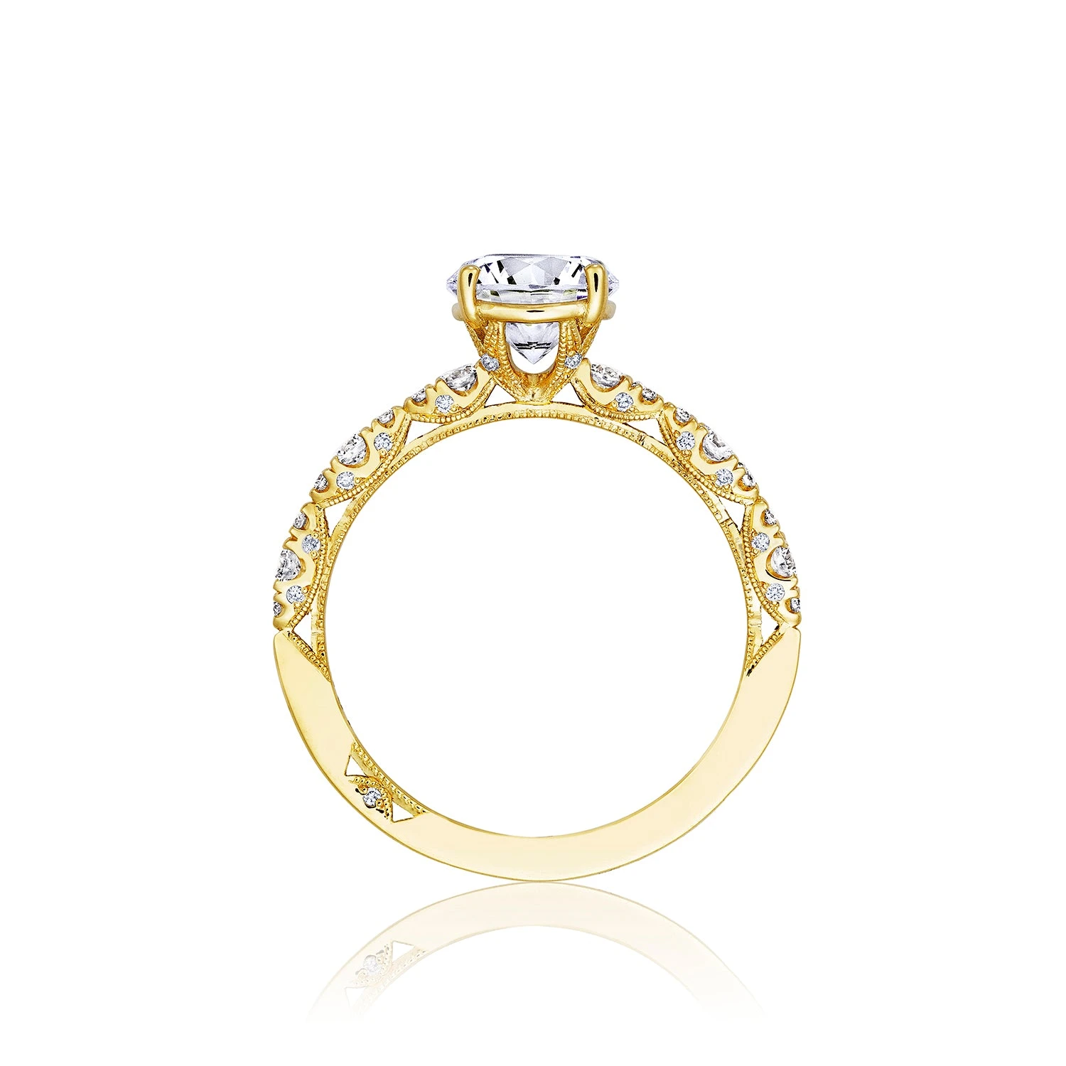 Tacori 18k Yellow Gold Petite Crescent Round Diamond Engagement Ring Setting (0.35 CTW) 4 Tacori 18k Yellow Gold Petite Crescent Round Diamond Engagement Ring Setting (0.35 CTW) - Image 2