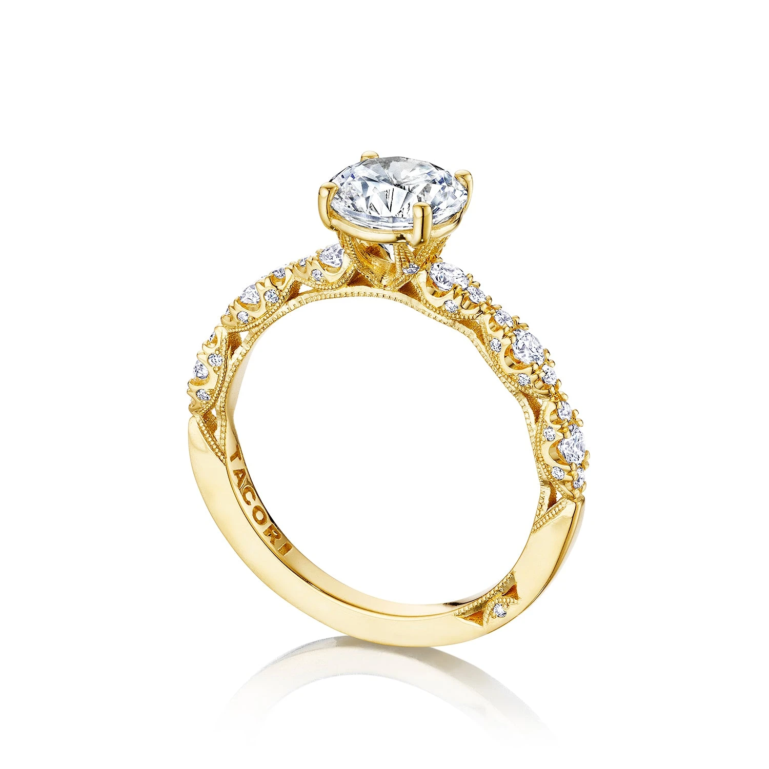 Tacori 18k Yellow Gold Petite Crescent Round Diamond Engagement Ring Setting (0.35 CTW) 5 Tacori 18k Yellow Gold Petite Crescent Round Diamond Engagement Ring Setting (0.35 CTW) - Image 3