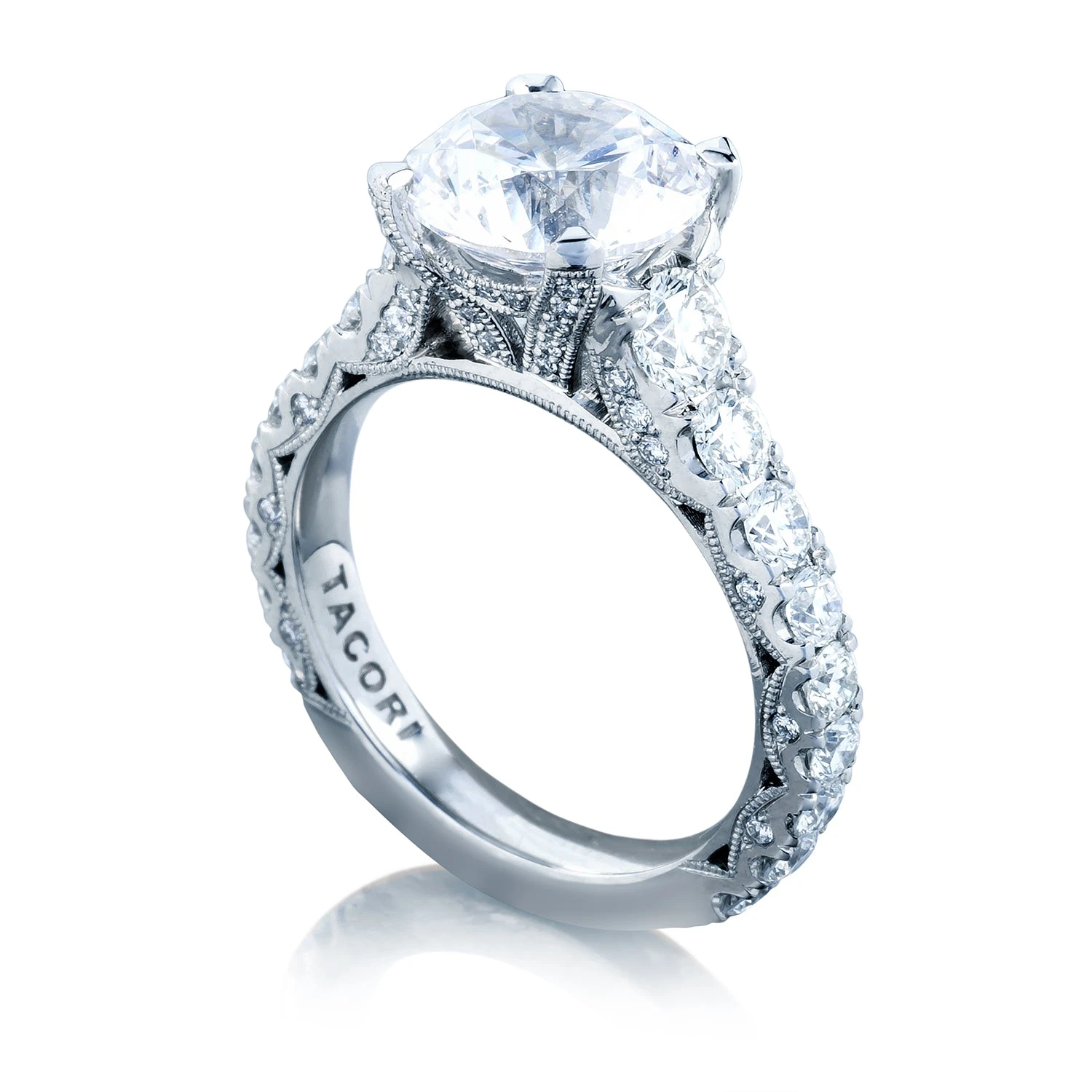 Tacori Platinum RoyalT Round Diamond Engagement Ring Setting (1.65 CTW) 6 Tacori Platinum RoyalT Round Diamond Engagement Ring Setting (1.65 CTW) - Image 4
