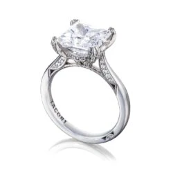 Tacori Platinum RoyalT Princess Diamond Engagement Ring Setting (0.22 CTW) -DIAMOND JEWELRY SHOP ht2625pr9 50