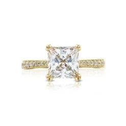 Tacori 18k Yellow Gold RoyalT Princess Diamond Engagement Ring Setting (0.73 CTW)