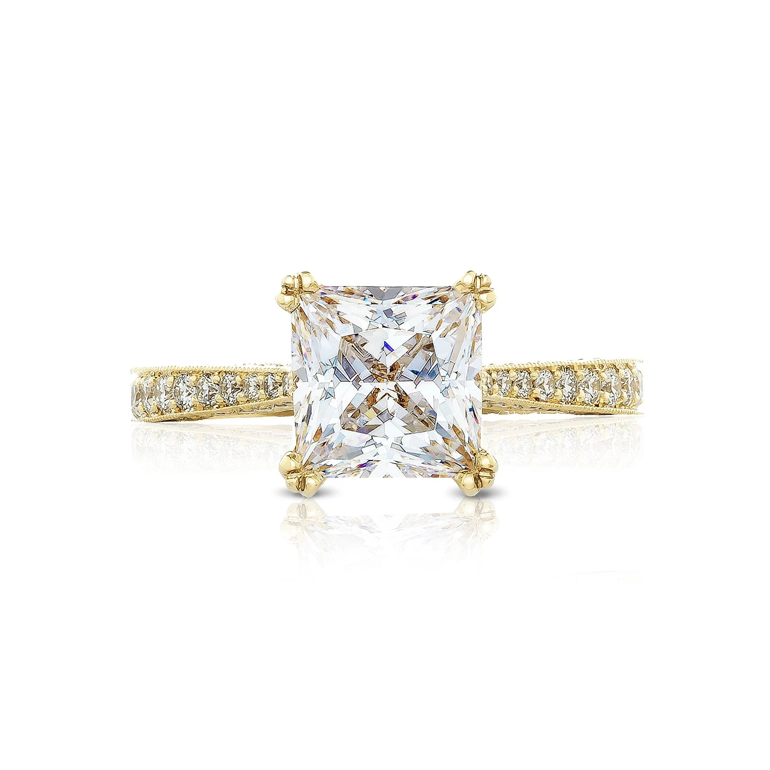 Tacori 18k Yellow Gold RoyalT Princess Diamond Engagement Ring Setting (0.73 CTW) 3 Tacori 18k Yellow Gold RoyalT Princess Diamond Engagement Ring Setting (0.73 CTW)