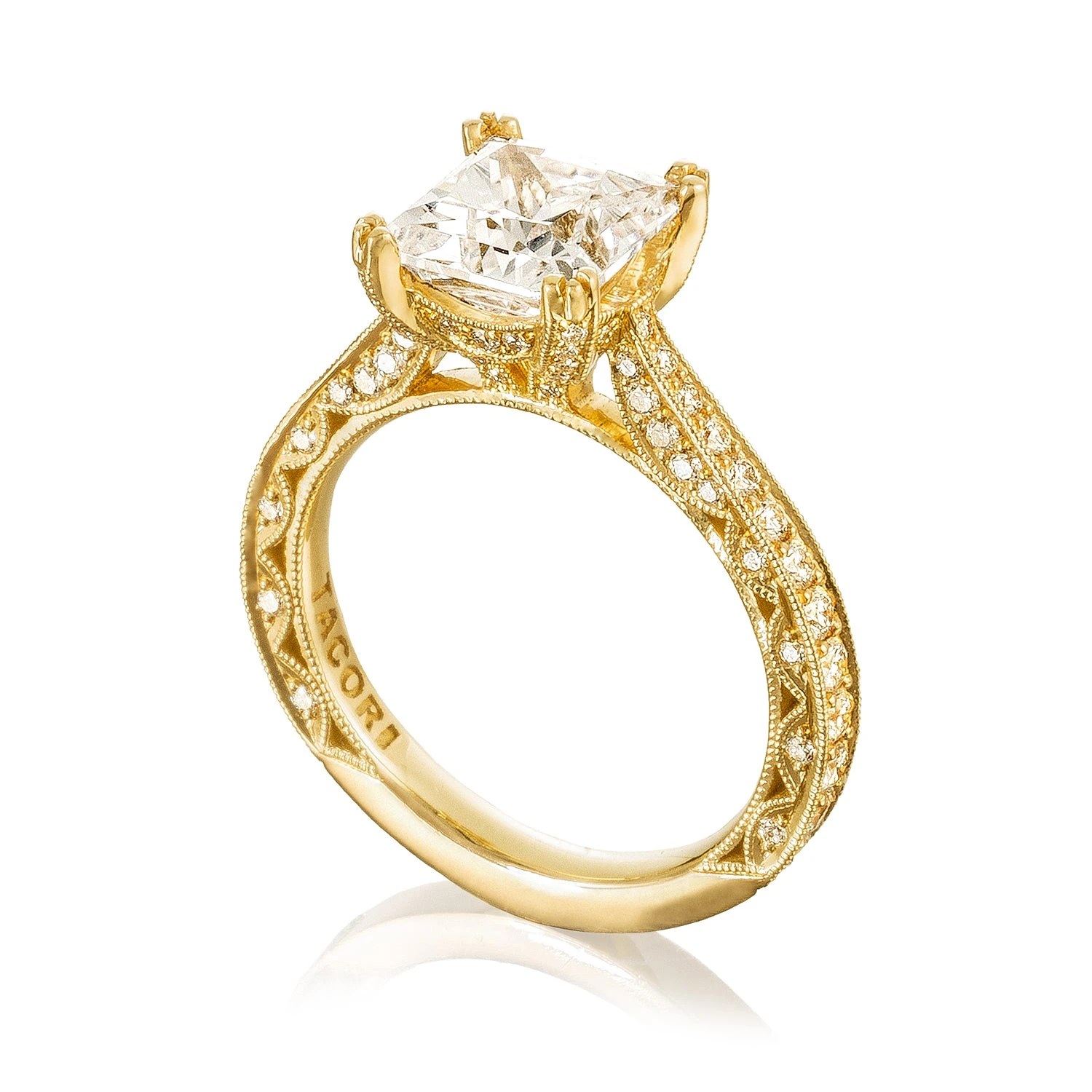 Tacori 18k Yellow Gold RoyalT Princess Diamond Engagement Ring Setting (0.73 CTW) 5 Tacori 18k Yellow Gold RoyalT Princess Diamond Engagement Ring Setting (0.73 CTW) - Image 3