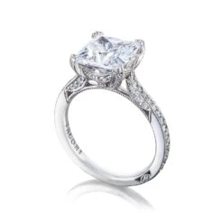 Tacori Platinum RoyalT Princess Diamond Engagement Ring Setting (0.47 CTW) -DIAMOND JEWELRY SHOP ht2627pr85 50