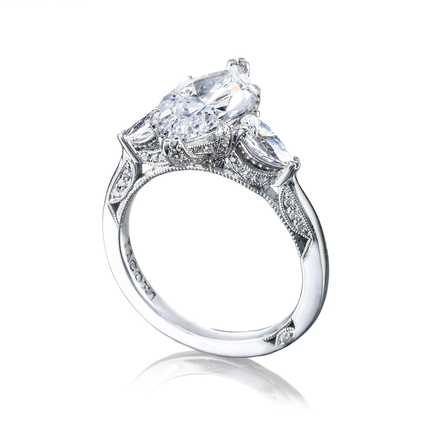 Tacori Platinum RoyalT Marquise Diamond Engagement Ring Setting (0.84 CTW) 3 Tacori Platinum RoyalT Marquise Diamond Engagement Ring Setting (0.84 CTW)