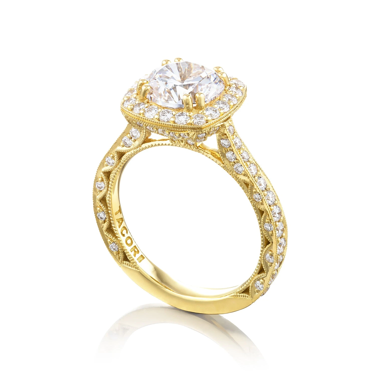 Tacori 18k Yellow Gold RoyalT Round Diamond Engagement Ring Setting (1.01 CTW) 6 Tacori 18k Yellow Gold RoyalT Round Diamond Engagement Ring Setting (1.01 CTW) - Image 4