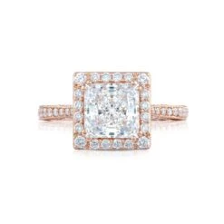 Tacori 18k Rose Gold RoyalT Princess Diamond Engagement Ring Setting (0.73 CTW)