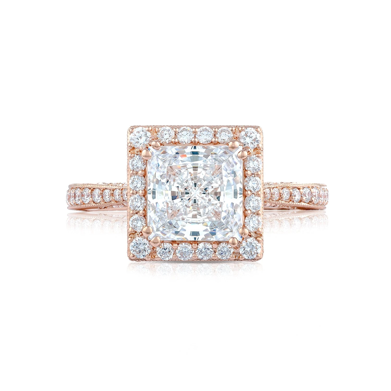 Tacori 18k Rose Gold RoyalT Princess Diamond Engagement Ring Setting (0.73 CTW) 3 Tacori 18k Rose Gold RoyalT Princess Diamond Engagement Ring Setting (0.73 CTW)
