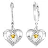 Silver Diamond & Created Citrine Earring -DIAMOND JEWELRY SHOP k