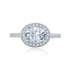 A.JAFFE Art Deco Oval Diamond Engagement Ring Setting (0.36 Ctw)