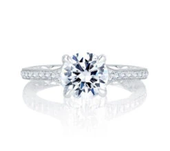 A.JAFFE Art Deco Round Diamond Engagement Ring Setting (0.18 Ctw)