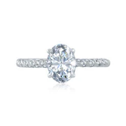 A.JAFFE Seasons Of Love Oval Diamond Engagement Ring Setting (0.32 Ctw)