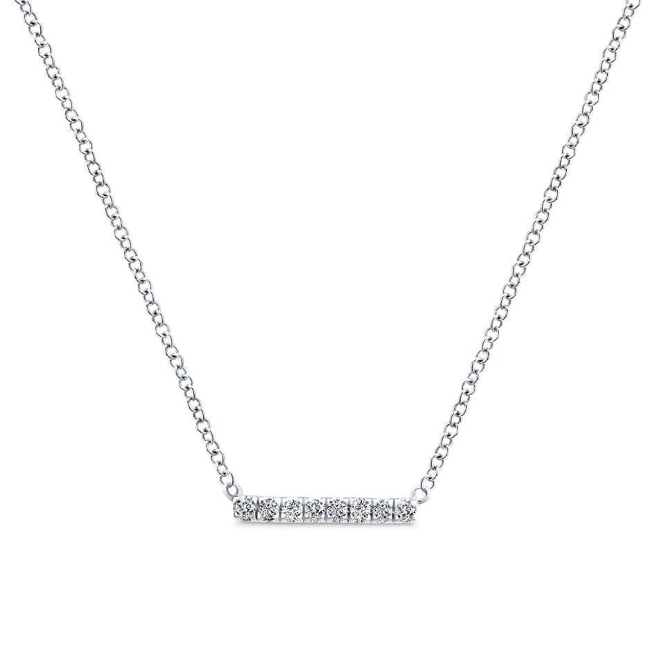 Gabriel Indulgence Collection White Gold Diamond Bar Necklace (0.06 CTW) 3 Gabriel Indulgence Collection White Gold Diamond Bar Necklace (0.06 CTW)