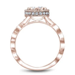 Noam Carver Rose Gold Milgrain Bezel Halo With Floral Shank Ring Setting (0.41 CTW) -DIAMOND JEWELRY SHOP r013 01ra side