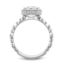 Noam Carver White Gold Milgrain Bezel Halo With Bezel Prongs Engagement Ring Setting (0.28 CTW) -DIAMOND JEWELRY SHOP r014 01a side