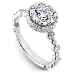 Noam Carver White Gold Milgrain Bezel Halo With Bezel Prongs Engagement Ring Setting (0.28 CTW)